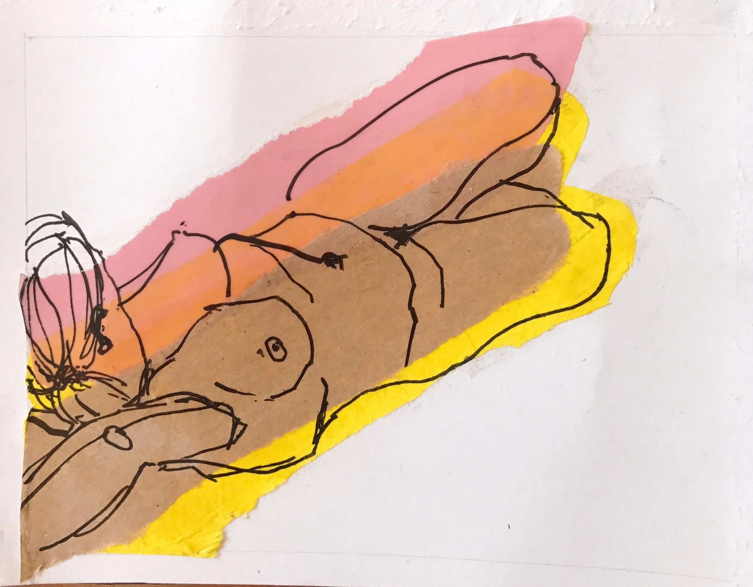Jan Brown, "Coloured me", Collage, ink on paper, 12 X 17 cm, 2017
