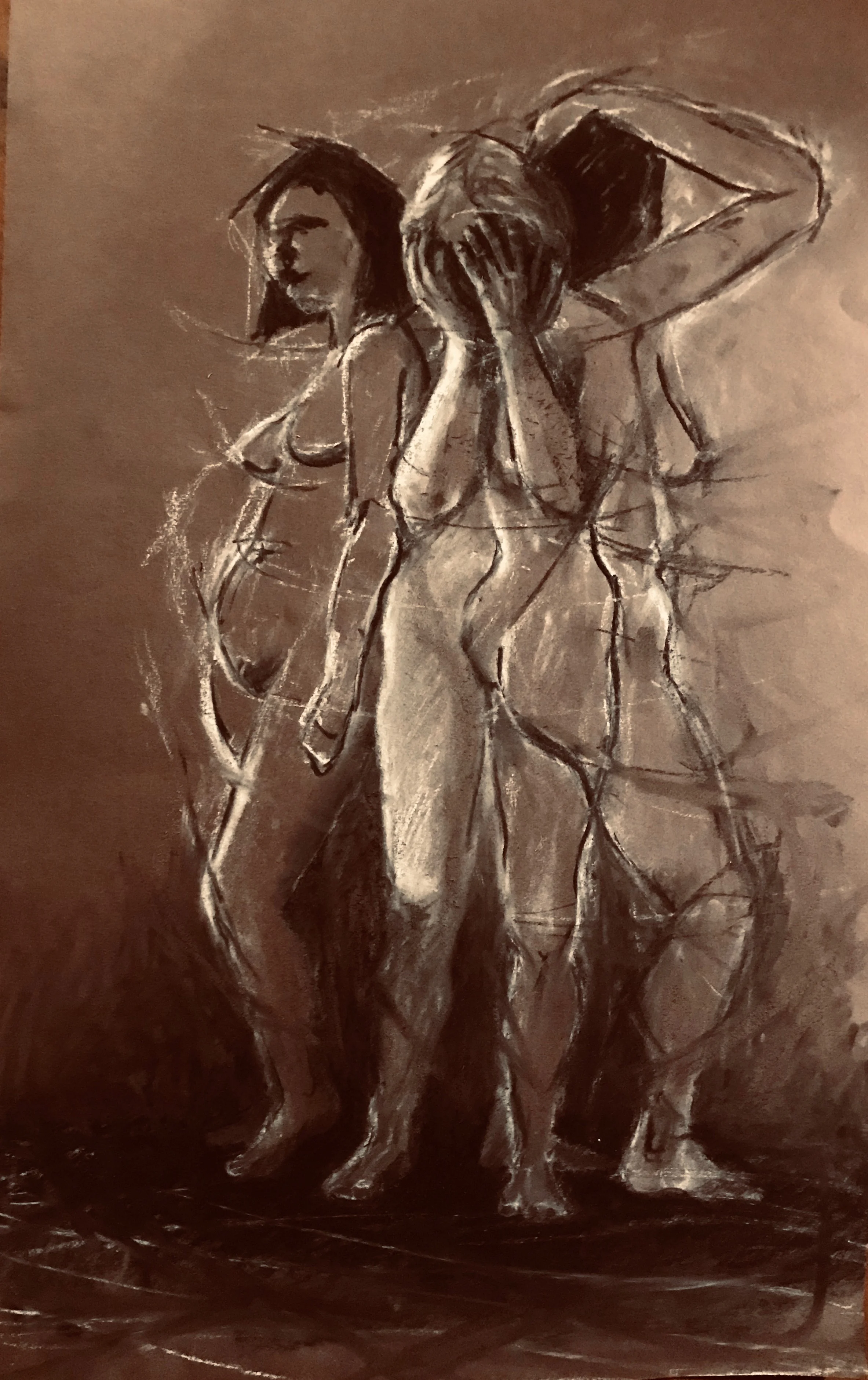 Jan Brown, " Figure Study", 2019, 32 x 52cm, charcoal and pastel on paper