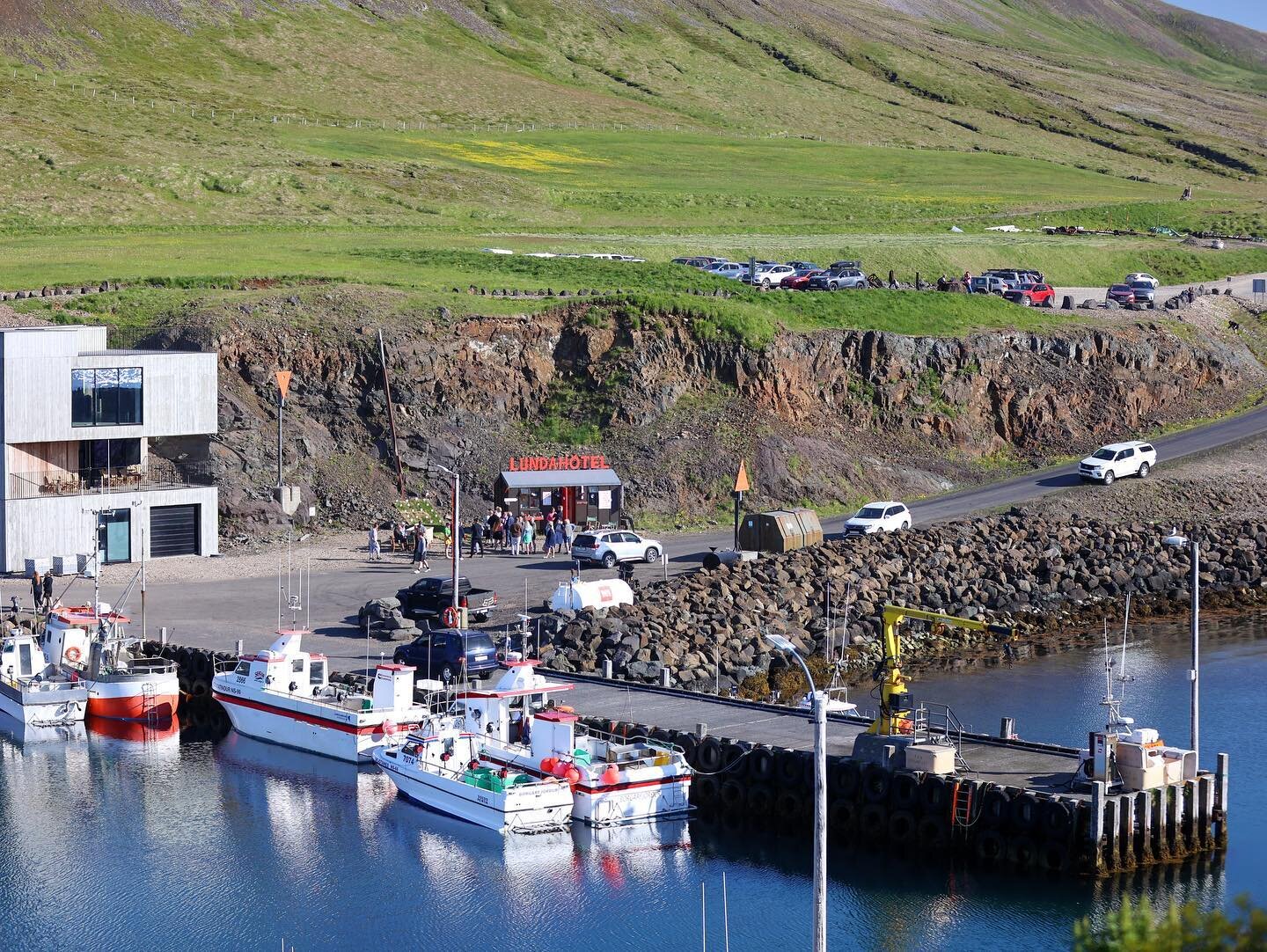 We are located in the ideal harbour of Borgarfj&ouml;r&eth;ur eystri, East Iceland, with a 15 second flight distance to downtown Hafnarh&oacute;lmi puffin colony. Photo credit : @fannarmagg