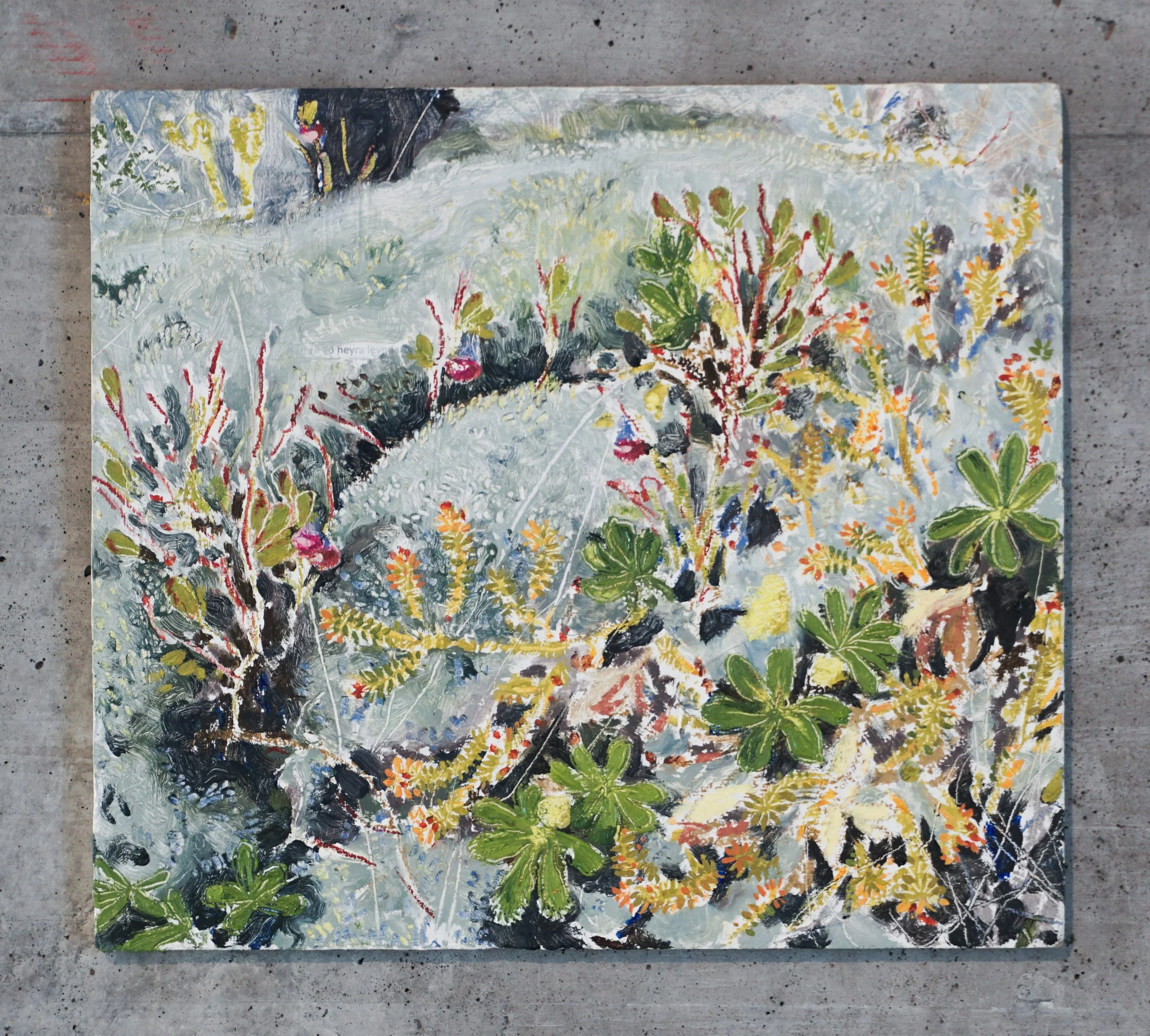 til að heyra leyndarmál-olía og ljóð á fundna spónaplötu-29x33.jpg