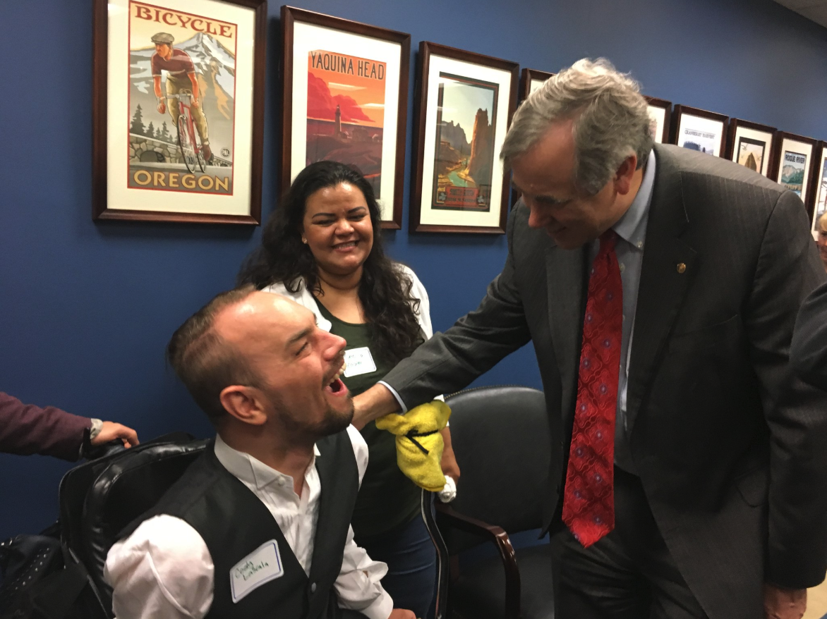 cody and cecii meet senator ed markey in dc to discuss disability and vr
