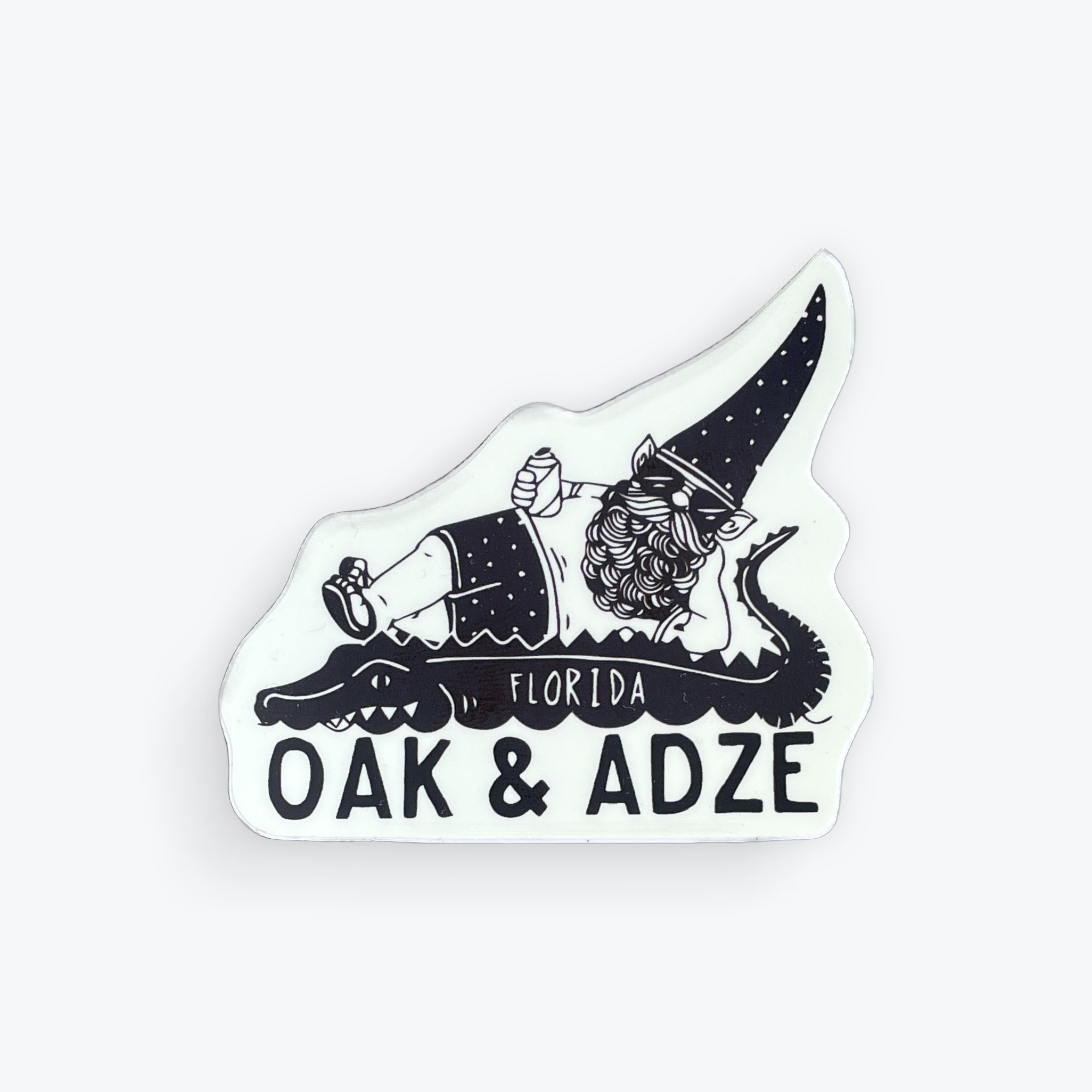 Oak & Adze Gnome On A Gator Sticker