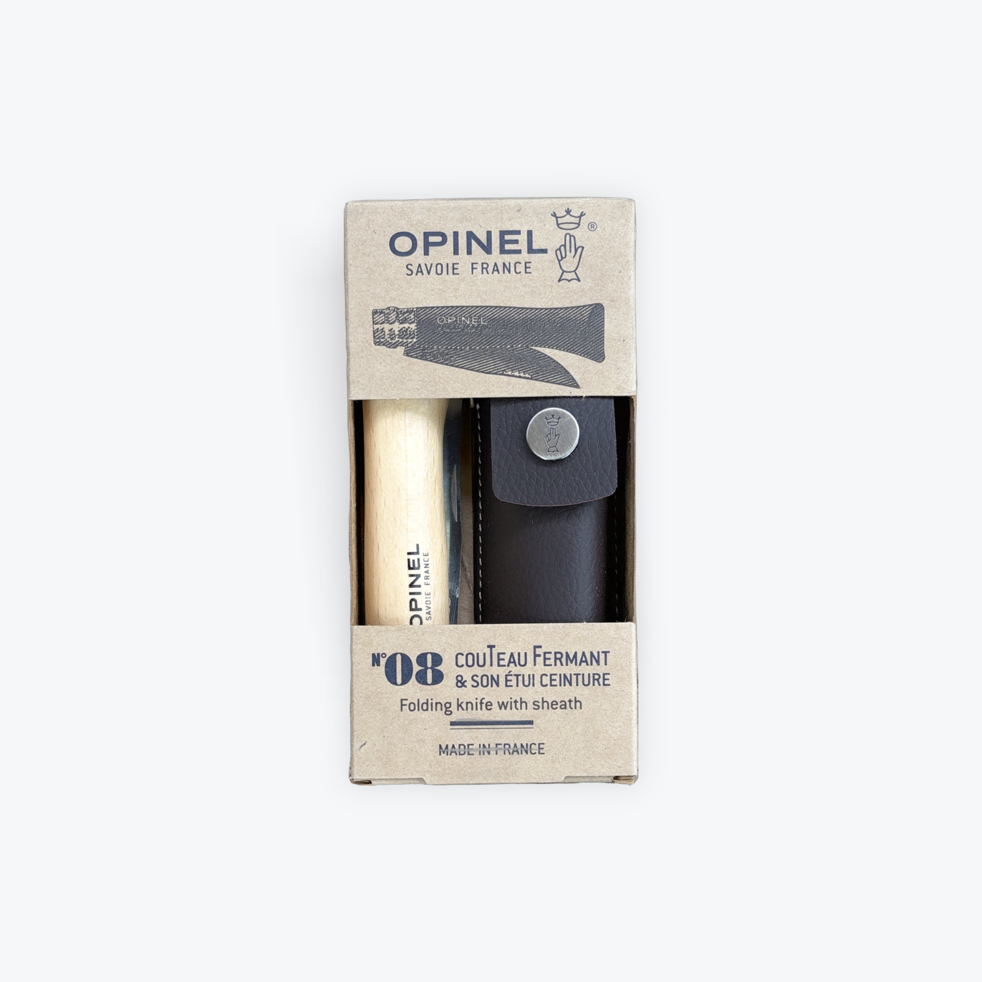 Opinel No.08 Stainless Steel Folding Knife with Sheath
