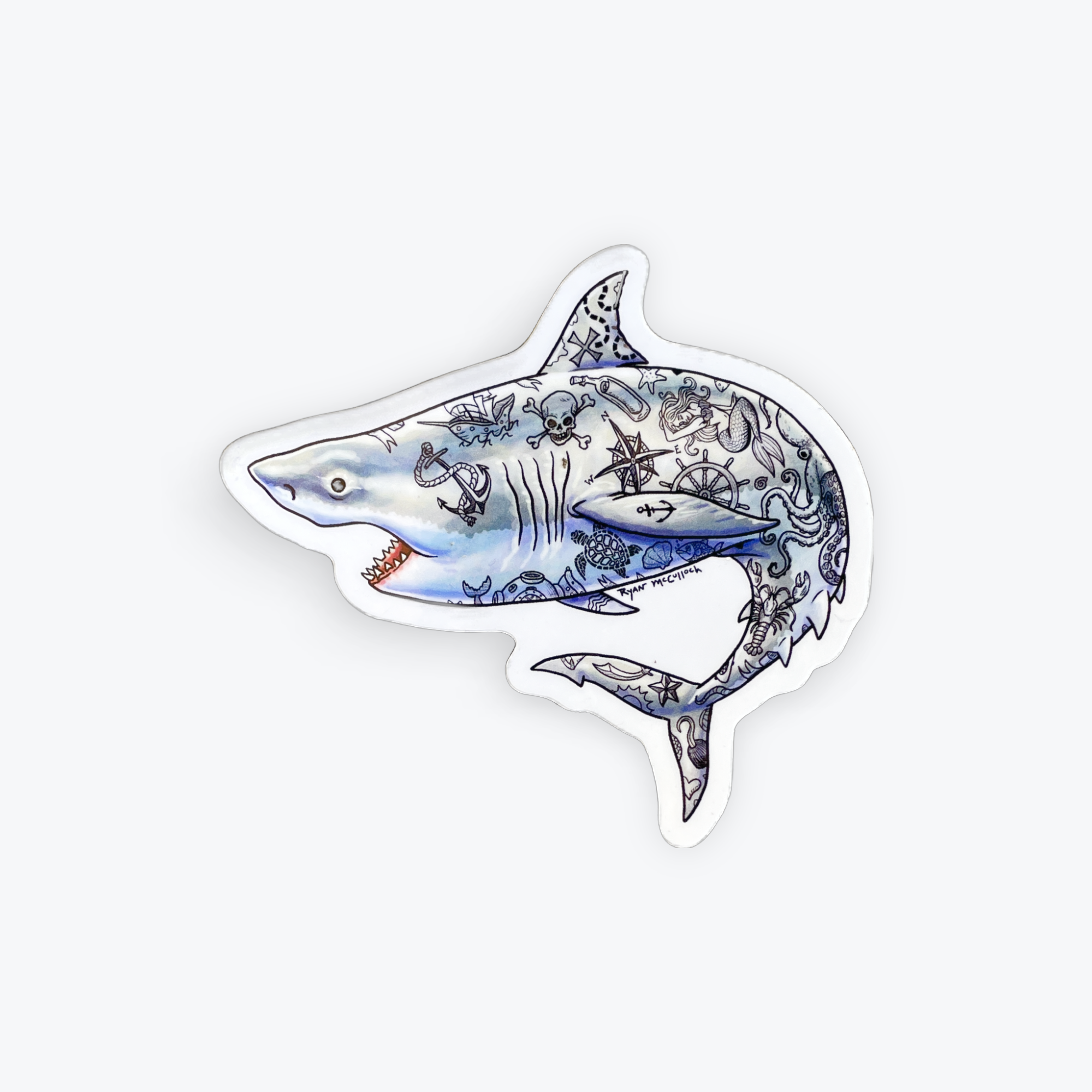 Ryan McCulloch Art Tattoo Shark Sticker