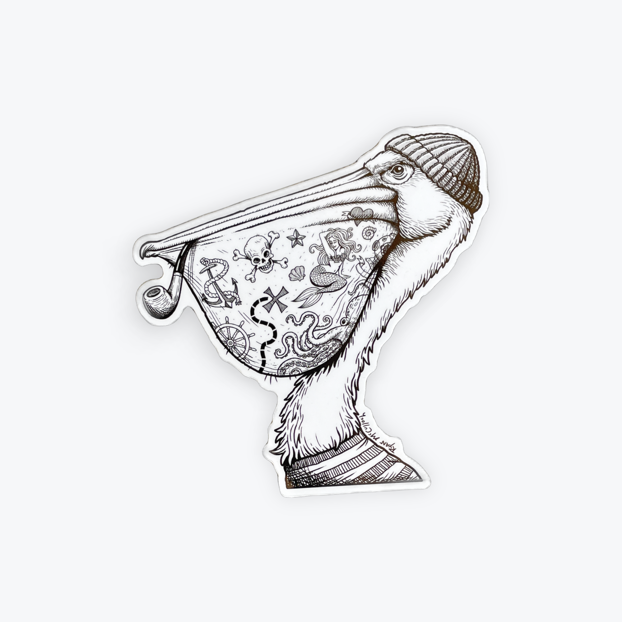Ryan McCulloch Art Salty Pelican Sticker