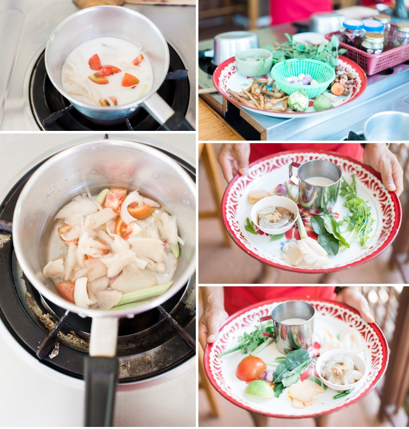 The makings of coconut soup and tom yam soup