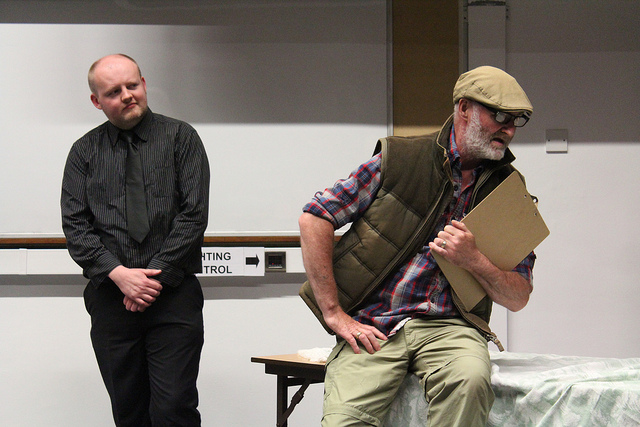 Colin and fellow actor, Mark, perform to Mental Health professionals at the INTAR conference, Liverpool