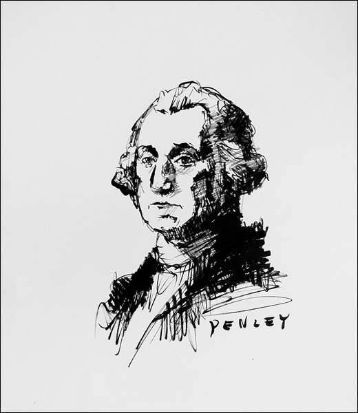 Steve Penley George Washington acrylic on paper 16 x 20 inches unframed 22 x 28 inches framed