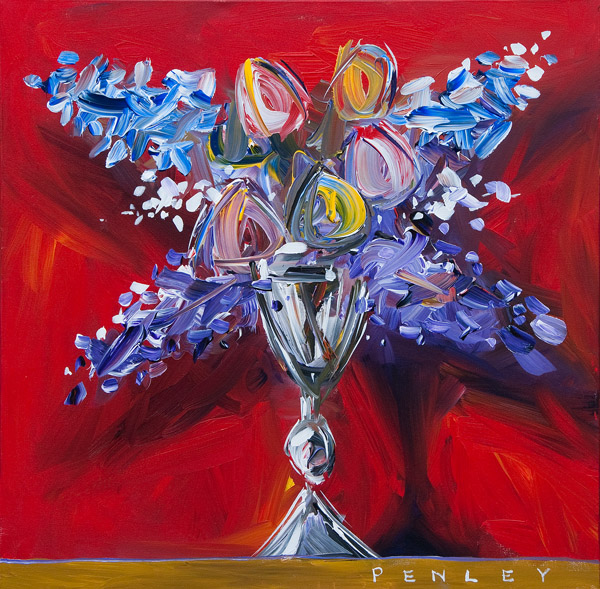 Steve Penley Flowers acrylic on canvas 30 x 30 inches