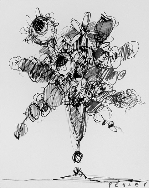 Steve Penley Flowers acrylic on paper 19 x 24 inches unframed