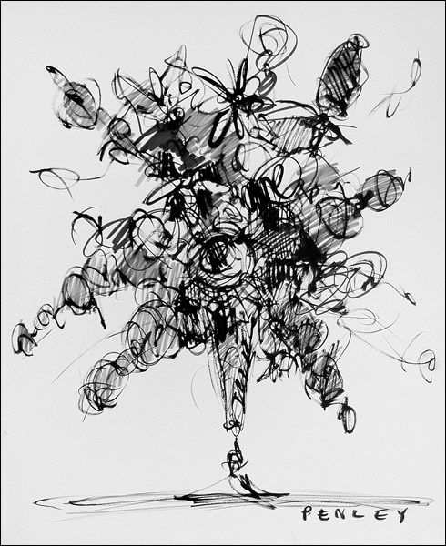 Steve Penley Flowers acrylic on paper 19 x 24 inches unframed
