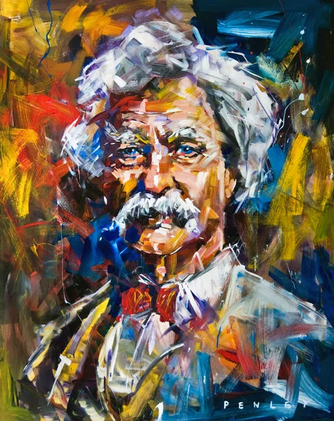 Steve Penley Mark Twain acrylic & resin on canvas 48 x 72 inches