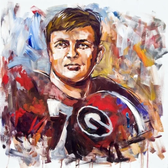 Steve Penley Bill Stanfill, UGA 1966-68 College Football Hall of Fame, Inducted 1998 acrylic on canvas 30x30 inches