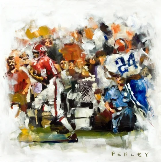 Steve Penley Gene Washington, from Richard Abbelby (#2) 1975- Georgia vs. Florida acrylic on canvas 30x30 inches