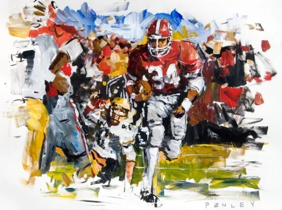 Steve Penley Herschel Walker 1980– Georgia vs. Georgia Tech acrylic on paper 22x30 inches (SOLD)