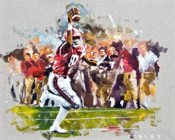 Steve Penley Buck Belue to Amp Arnold 1978– Georgia vs. Georgia Tech acrylic on linen 24x30 inches