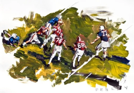 Steve Penley Bill Stanfill Sacks Steve Spurrier (#1) 1966- Georgia vs. Florida acrylic on paper