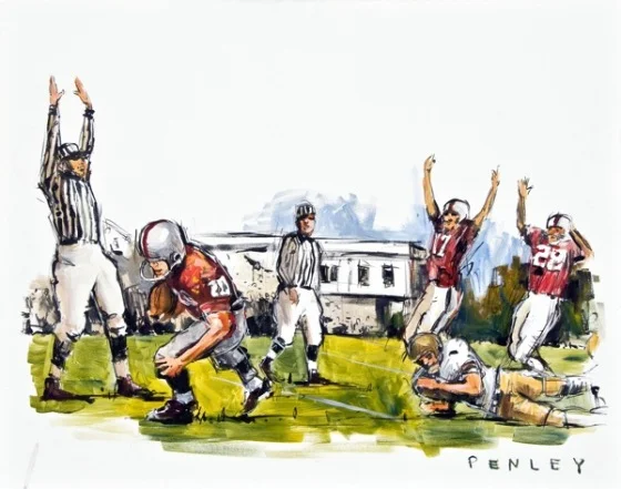 Steve Penley Theron Sapp Breaks The Drought (#1) 1957- Georgia vs. Georgia Tech acrylic on canvas 24x30 inches