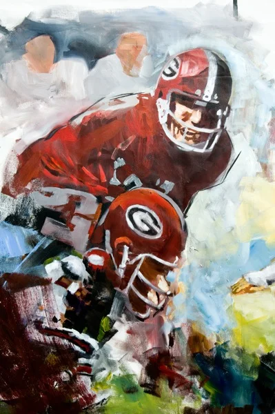 Steve Penley Ray Goff 1975- Georgia vs. Vanderbilt acrylic on canvas detail