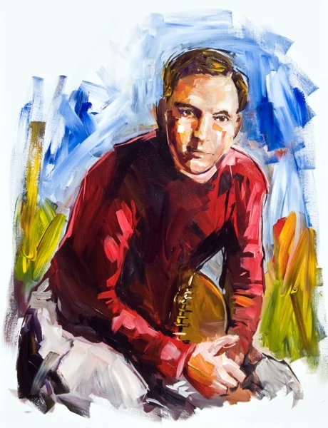 Steve Penley Bob McWhorter, UGA 1910-13 College Football Hall of Fame, Inducted 1954 acrylic on canvas 40x30 inches