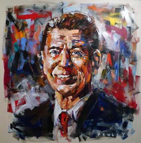 Steve Penley Reagan acrylic on canvas 60 x 60 inches