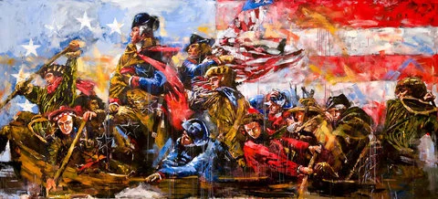 Steve Penley Washington Crossing The Delaware giclee print & acrylic on paper 20 x 43 inches unframed | edition of 125