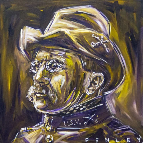 Steve Penley Teddy Roosevelt acrylic on canvas 30 x 30 inches 6800.