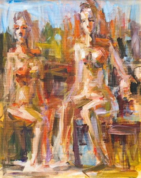 Steve Penley Two Nudes acrylic on canvas 14 x 18 inches 20 x 24 inches framed 3500. framed