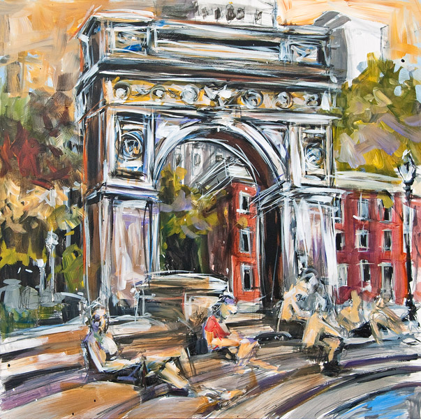 Steve Penley Washington Square Park acrylic on wood panel 24 x 24 inches (SOLD)