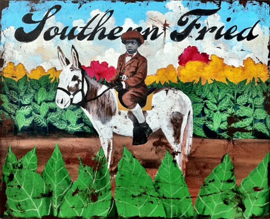 Cedric Smith Southern Fried acrylic & collage on canvas 48 x 60 inches