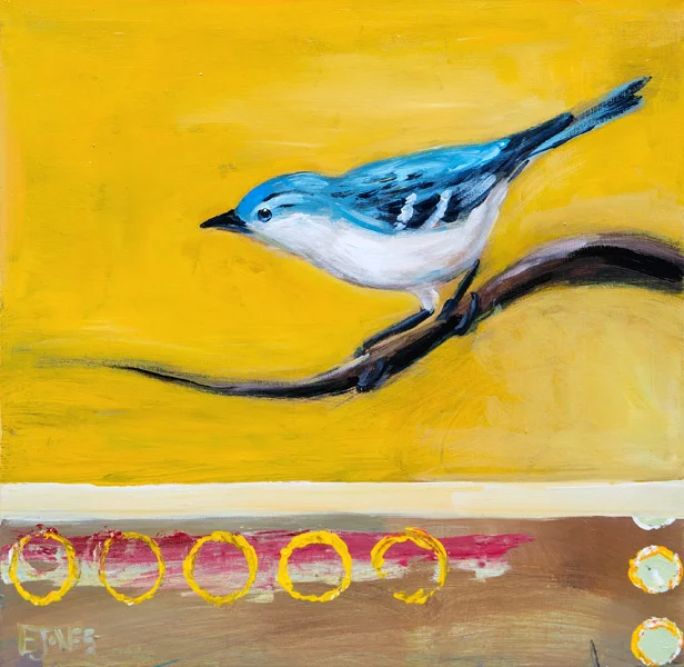 Evan Jones Warbler I acrylic on canvas 18 x 18 inches (SOLD)
