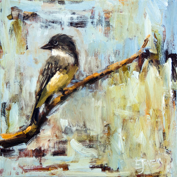 Evan Jones Eastern Phoebe acrylic on canvas 18 x 18 inches (SOLD)