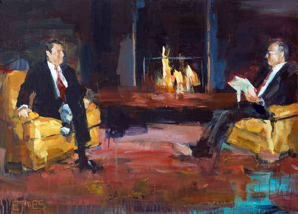 Evan Jones Two Suits acrylic on canvas 30 x 22 inches (SOLD)