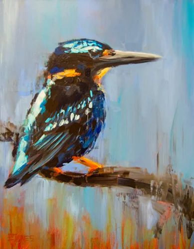 Silver Kingfisher<br>acrylic on canvas<br>14 x 18 inches