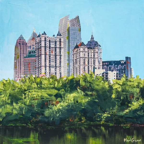 Midtown<br>mixed media on panel<br>22 x 22 inches