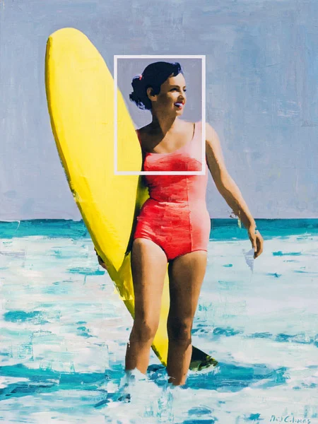 PLAID COLUMNS Surfer Girl mixed media on panel 60 x 45 inches $5500