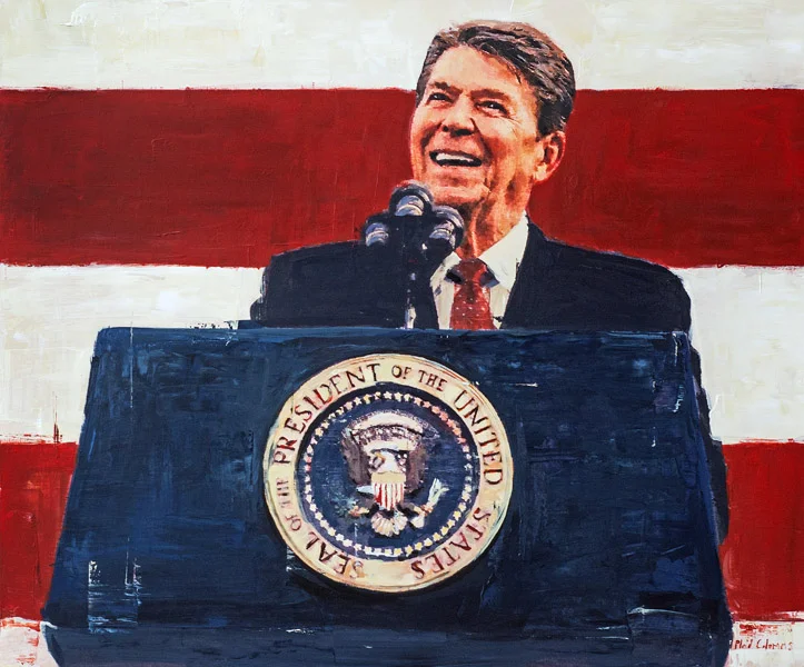 PLAID COLUMNS Reagan mixed media on panel 30 x 36 inches
