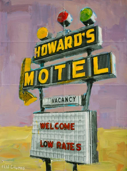 Plaid Columns Howard's Motel mixed media on panel 48 x 36 inches $4500