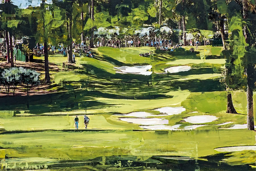 PLAID COLUMNS Atlanta Athletic Club mixed media on paper 12 x 18 inches