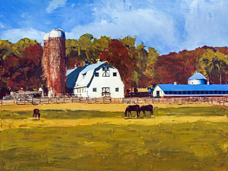 PLAID COLUMNS Happy Valley mixed media on panel 36 x 48 inches