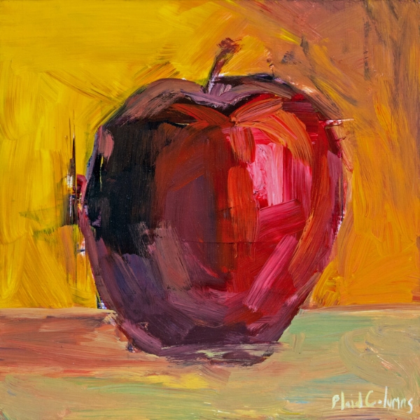 PLAID COLUMNS Apple mixed media on panel 12 x 12 inches $900