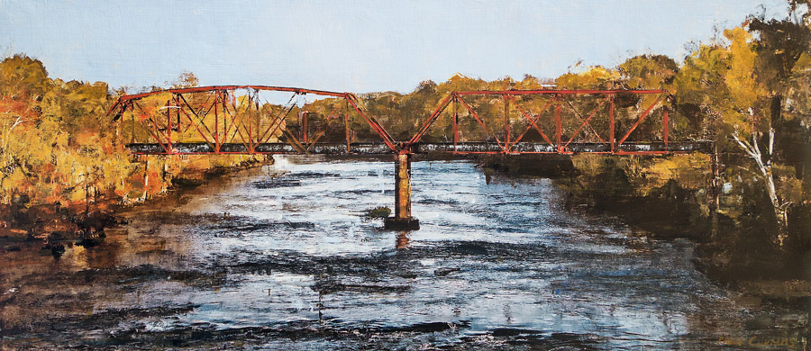 The Flint<br>mixed media on panel<br>26 x 60 inches