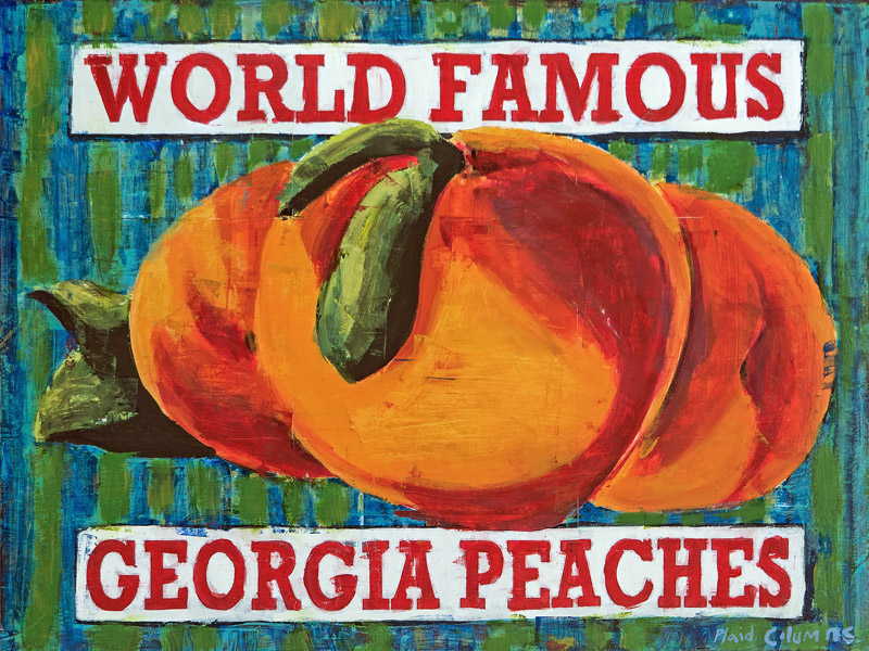 Georgia Peaches<br>mixed media on panel<br>30 x 40 inches
