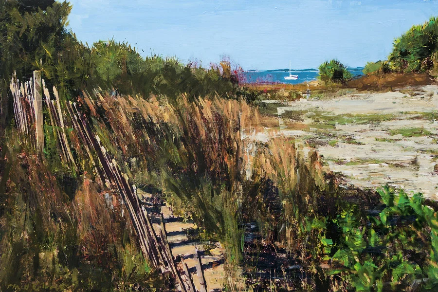 PLAID COLUMNS Fancy Bluff mixed media on panel 32 x 48 inches $4400