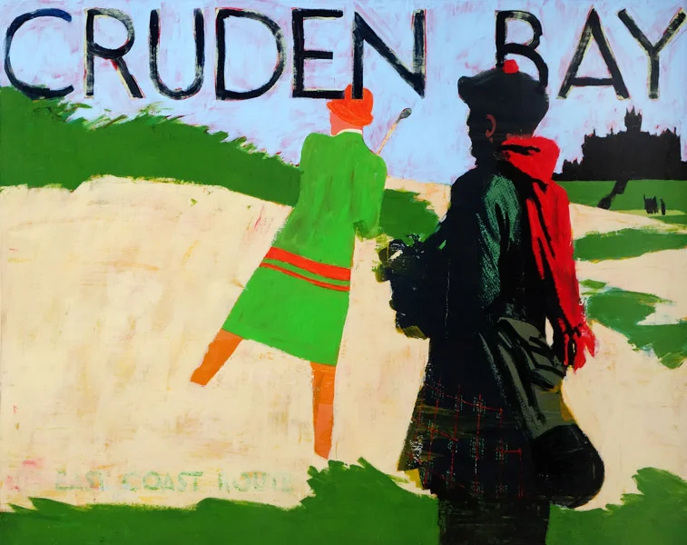 PLAID COLUMNS Cruden Bay mixed media on panel 23 x 29 inches