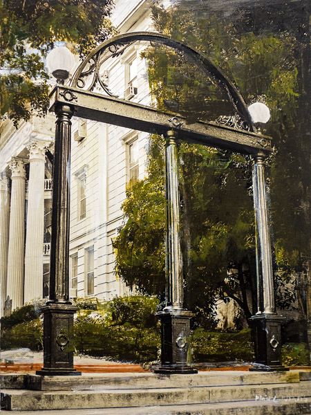Plaid Columns The Arch The University of Georgia mixed media on panel 24 x 18 inches plaid columns home