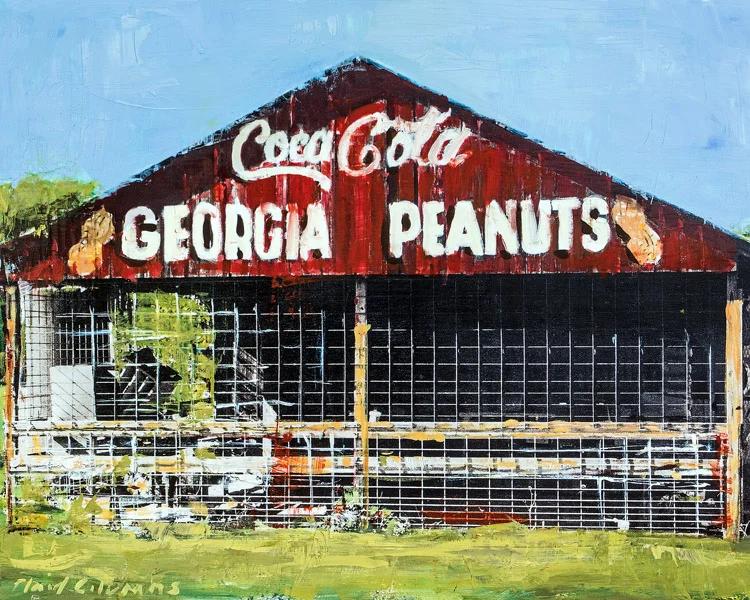 PLAID COLUMNS Georgia Peanuts mixed media on panel 24 x 30 inches