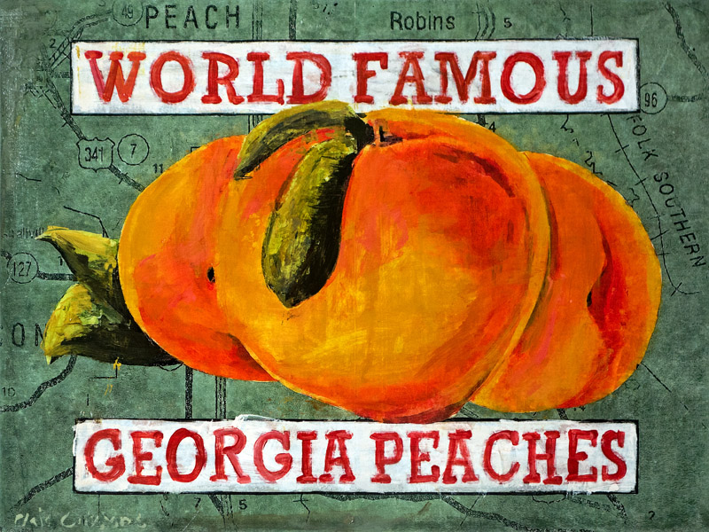 PLAID COLUMNS Georgia Peaches mixed media on panel 18 x 24 inches $1500