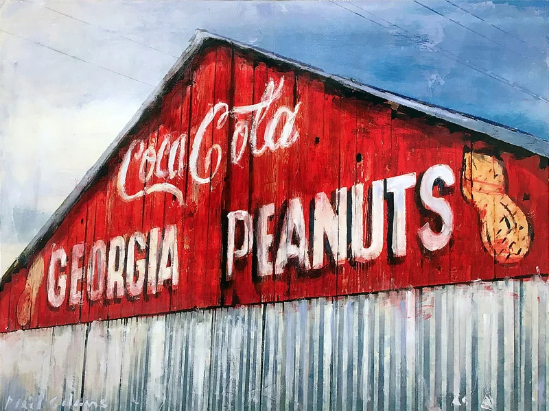 PLAID COLUMNS Georgia Peanuts mixed media on panel 18 x 24 inches $1500