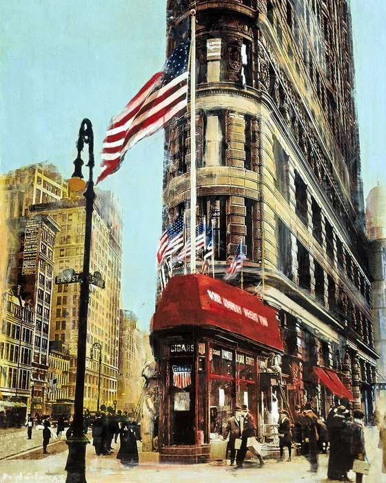 PLAID COLUMNS Flatiron Cigars mixed media on panel 30 x 24 inches $2800